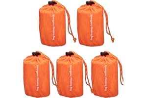 NovaMedic Emergency Sleeping Bag 5 Pack – 84"x36" Thermal Mylar Survival Bivy Sack – Waterproof, Lightweight & Compact Emergency Blanket for Camping, Hiking, Outdoor Survival & Travel