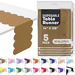 Gold Plastic Disposable Table Runner. 5 Pack 14 x