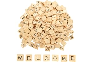 MUXHEL 1000 Pcs Wooden Scrabble Tiles, A-Z Capital Scrabble Letters Tiles, 0.8"×0.7"×0.16" Letter Tiles for Crafts, Spelling,