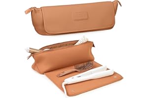 BAREFOOT CARIBOU Hair Tools Travel Bag and Heat Resistant Mat for Flat Irons, Straighteners, Curling Iron, and Haircare Accessories, 2-in-1 design, with Interior Pockets, Portable Organizer