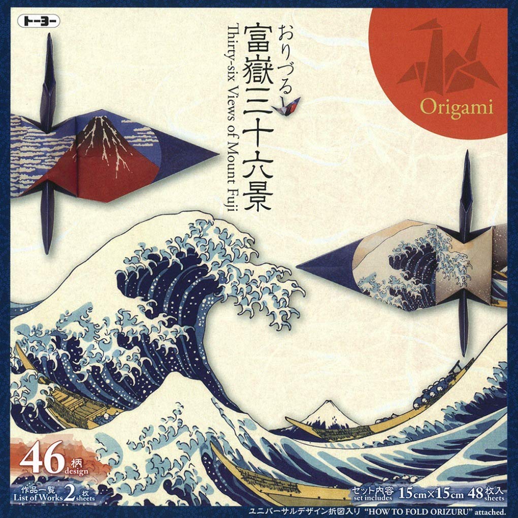 Toyo Orizuru 36 Views of Mt. Fuji Printed Origami Paper 6×6 inches 46 designs (48 sheets) Japan Imported
