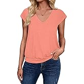 Sialois V Neck Cap Sleeve Top Women Banded Bottom T Shirts Fashion Blouse Summer Spring Beach Vacation Outfits Clothes 2026