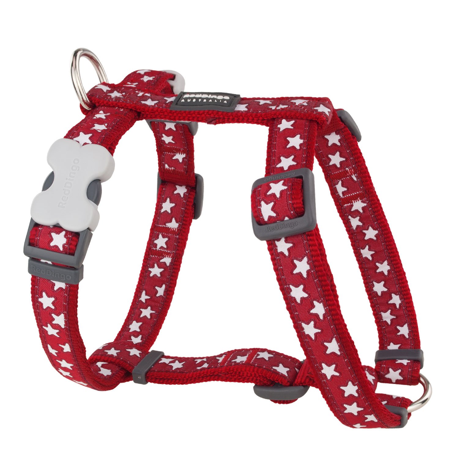 Red Dingo Dog Classic Harness, Design, Stars White on Red, SMALL โ image 1