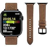 Belemay Premium Leather Bands Compatible with Apple Watch Band for Apple Watch Series 11/10/9/8/7/6/5/4/3/2/1/SE3/SE2/SE/ - 38mm/40mm/41mm/42mm/44mm/45mm/46mm - Crazy Horse Leather Strap, Brown