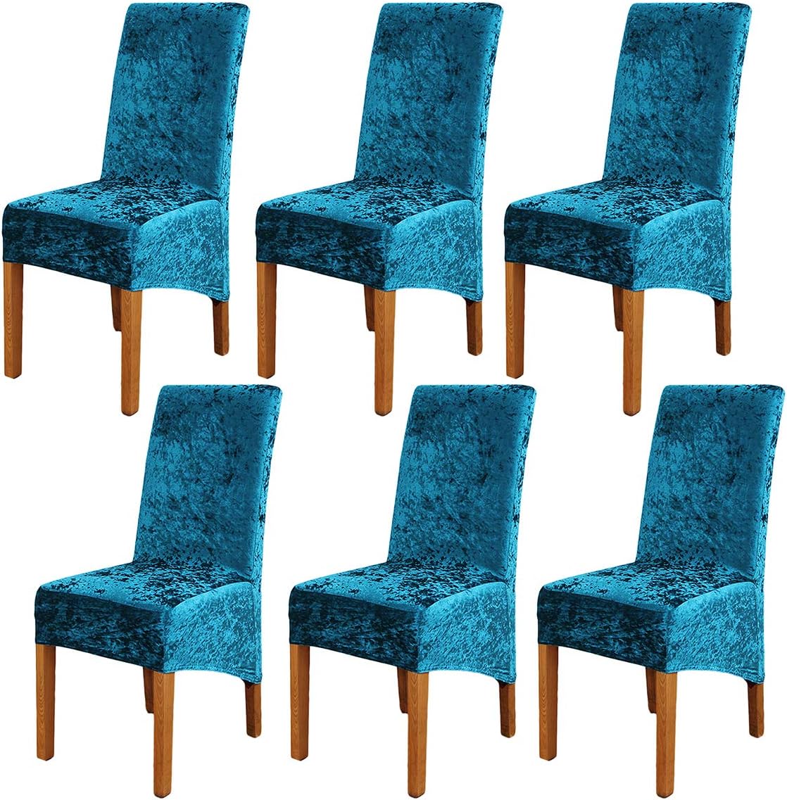 ele ELEOPTION Lot de 6 housses de chaise extensibles en velours écrasé