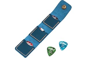 Turbosnail Leather Guitar Pick Holder, Guitar Pick Case, Leather Pick Bag, Gift for Guitarist, Guitar Pick Sleeve (Blue)