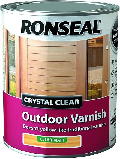 Ronseal Crystal Clear Outdoor Varnish Matt 750ml - Weatherproof, Non-Yellowing