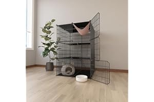 LEPTZOA Large 3-Tier Cat Cage Indoor, DIY Cat Enclosures Detachable Metal Wire, Indoor Cat Crate Exercise Place Ideal for Kitty, Small Animals