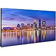 Louisville Skyline Wall Art Kentucky Wall Decor Sunset Downtown Pictures Waterfront Park Landscape Canvas Prints Painting Modern Cityscape Artwork for Bedroom Living Room Home Decoration 20x40”