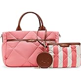 Anne Klein womens Anne Klein Ew Quilted Nylon Satchel With Pouch and Coin Case