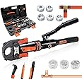 iGeelee Hydraulic Copper Press Tool, Pex Crimping Tool with 1/2", 3/4", 1" Dies for Copper Pipe Fitting & 3/8"-1" Dies for ASTM F1807 Pex Copper Rings, Heavy Duty HT-1950E