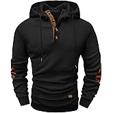 Ryehack Men's Hoodies Pullover Casual Long Sleeve Stand Collar Button Pullover Sweatshirts Color Block Pullover