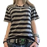 Gothic Tees for Women Y2K Grunge Graphic Short Sleeve Crew Neck T-Shirts 90s Vintage Aesthetic Emo Clothes