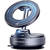 ILKCC Vacuum Suction Magnetic Phone Holder, 2025 Upgraded Vacuum Suction Cup Mount for Magsafe, 360° Adjustable Foldable Portable Magnetic Car Phone Stand for Cars/Gyms/Mirrors/Smooth Surface (Black)