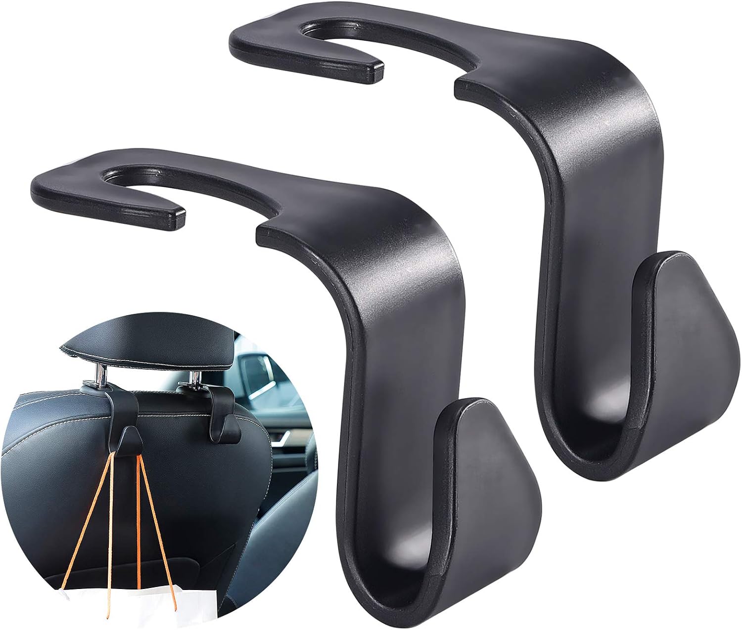6 Pcs Car seat hook,Back Seat Headrest Hanger,for Auto Backseat Multifunctional Heavy Duty Storage Hooks (Black)