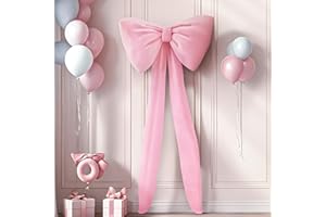 GLIMMRLY Pink Bow Birthday Decorations Coquette Party Backdrop Big Bow Themed Room Large Bows Wall Decor Ormanents Giant Door Velvet Wedding Engagement Bachelorette Baby Shower Bridal Christmas Tree Decoration