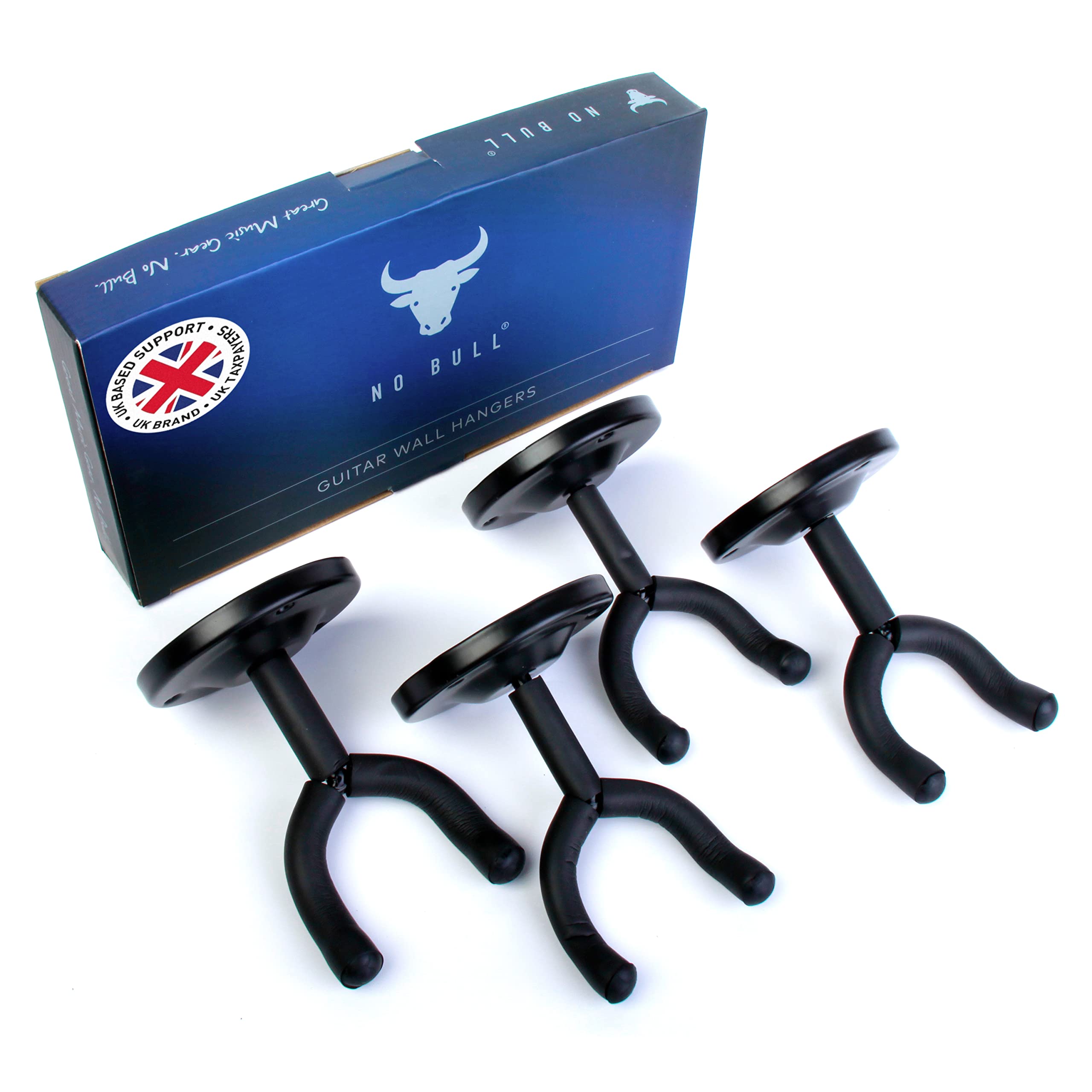 Guitar Wall Mount 4-Pack: Safe for all Guitar Finishes - fits Acoustic, Electric, Bass, Semi-Acoustic and Electro-Acoustic Guitars