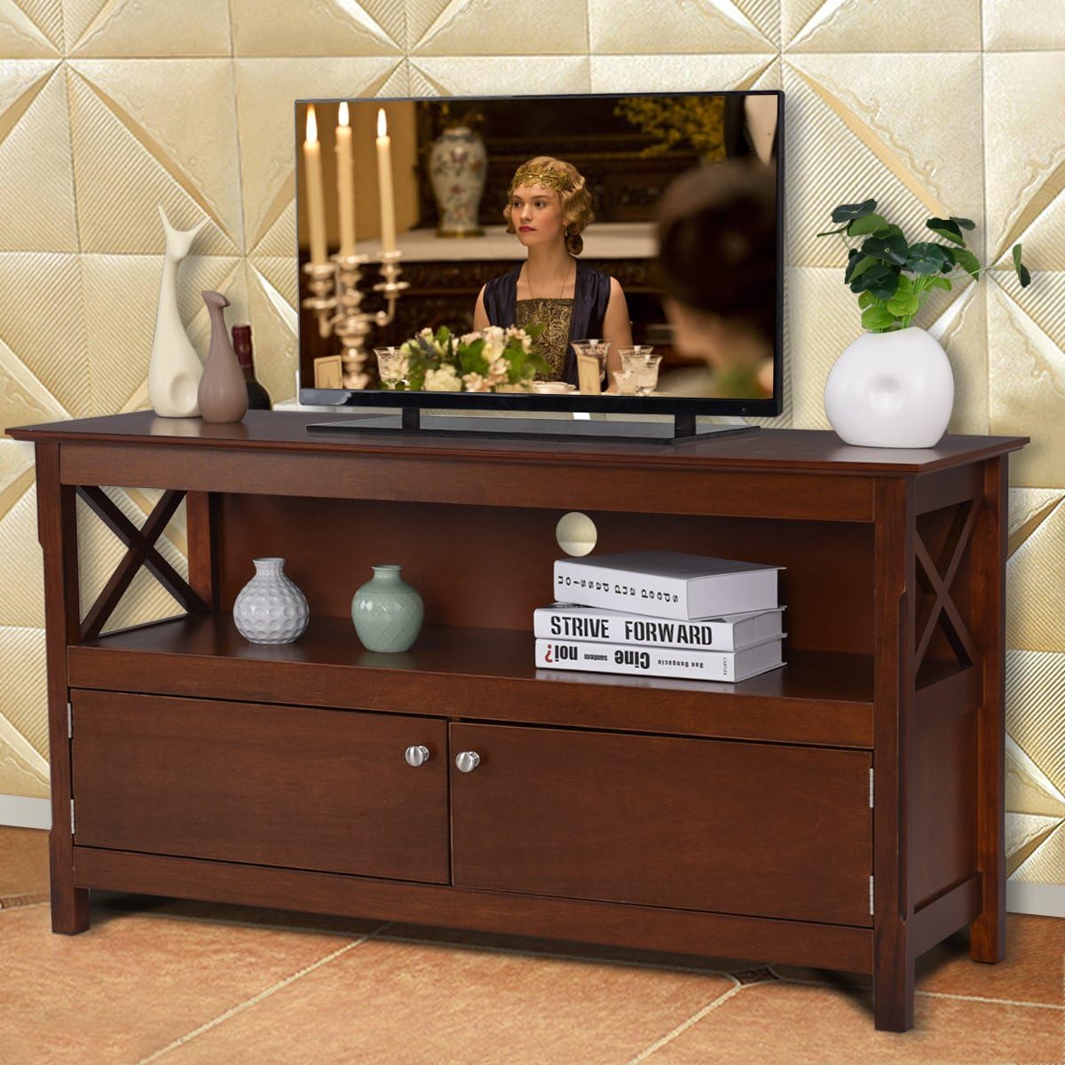 Best cherry finish tv stand for bedroom