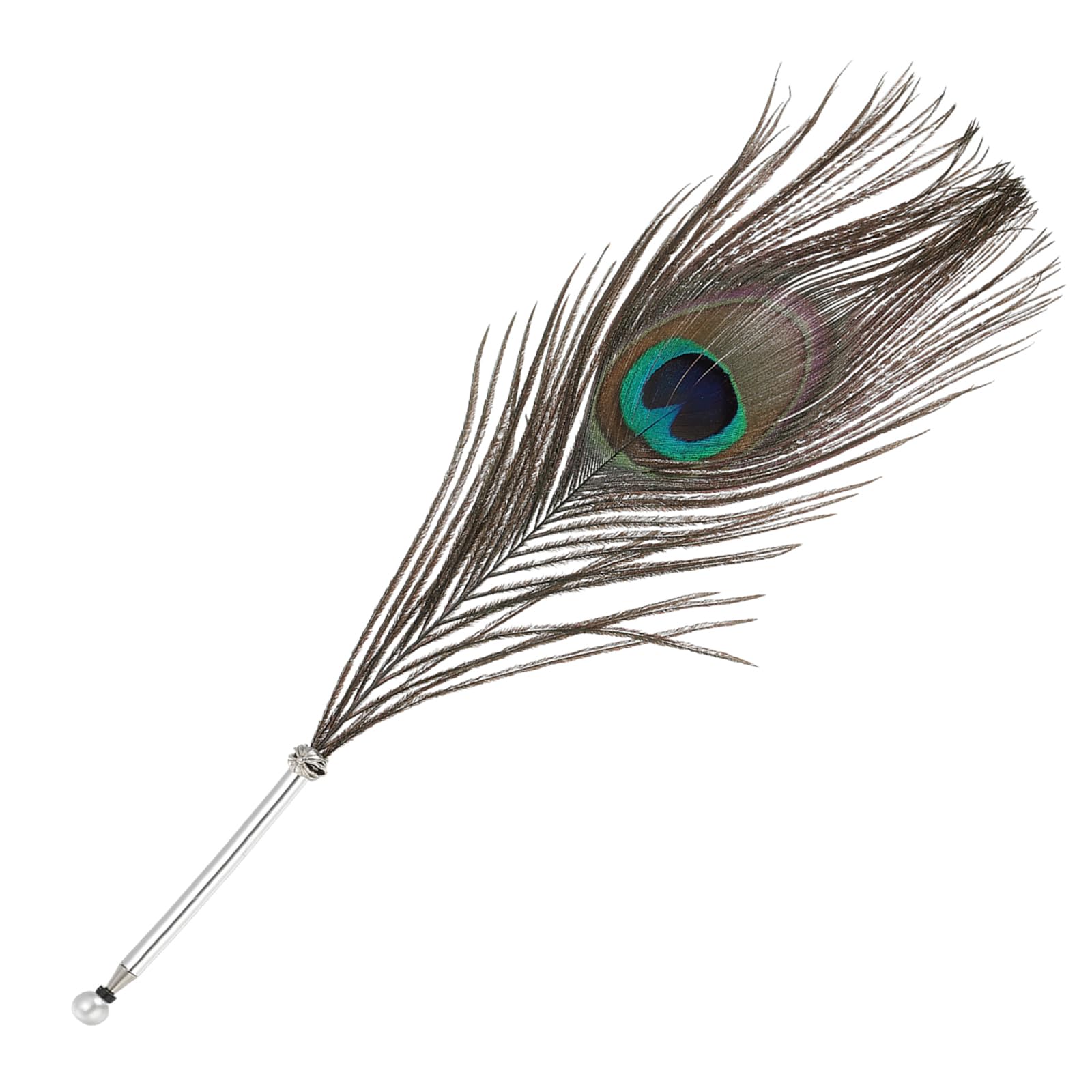PATIKIL 28cm/11 Feather Ballpoint Pen, 1Pcs Ink Vintage Quill Pen Refined Plated Dip Pen for Calligraphy Writing Signature Wedding Gift, Peacock