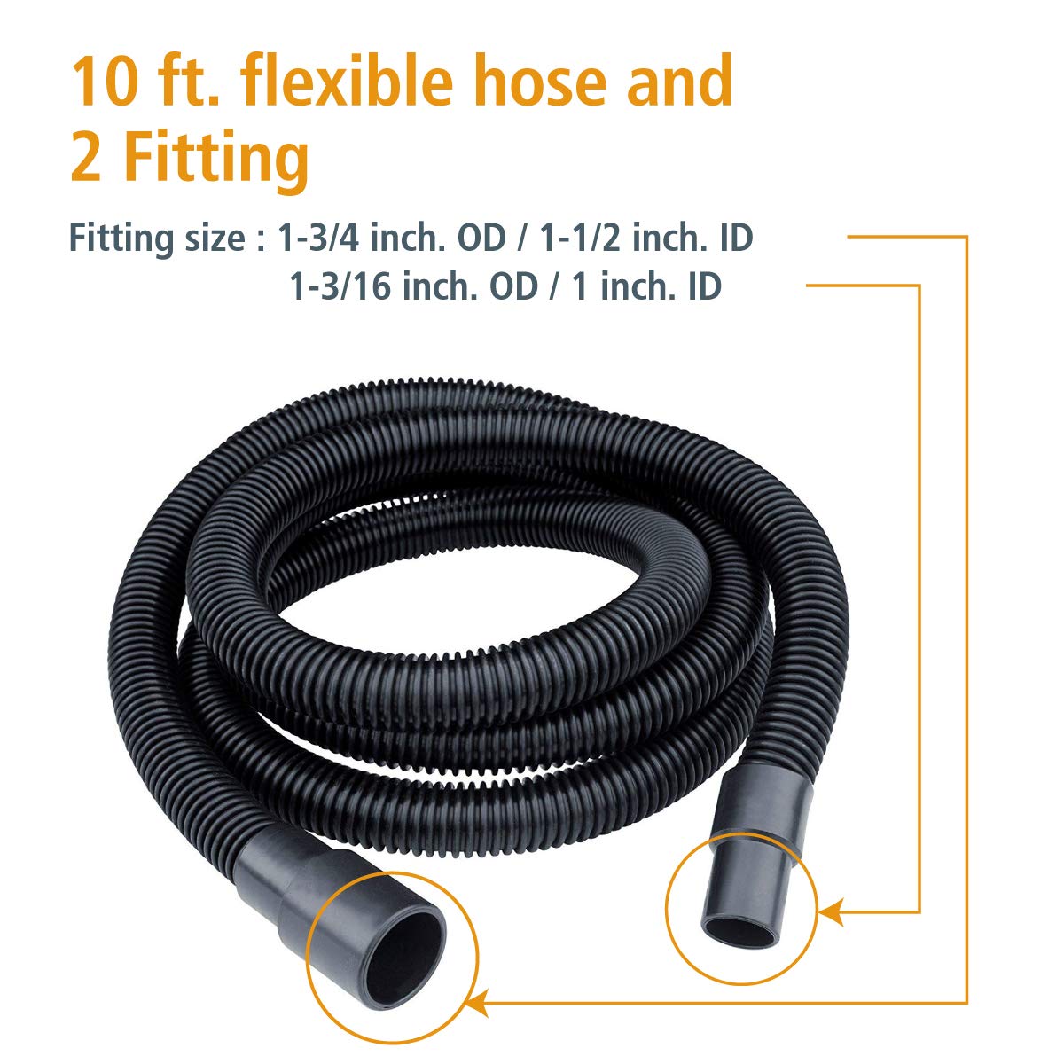 POWERTEC 70175 Dust Collection Hose with Fittings Plus Two Reducers