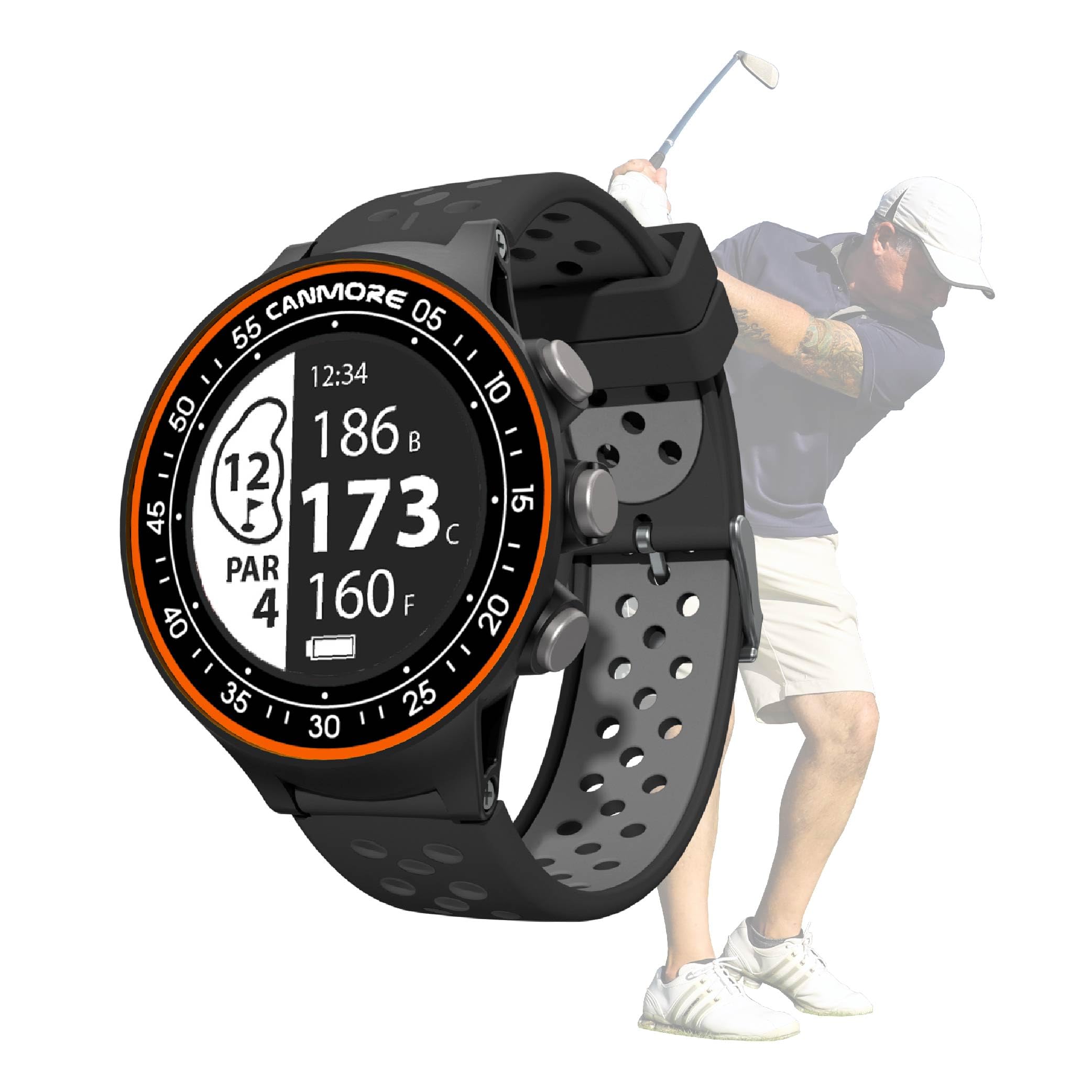 CANMORE TW411 Golf GPS Watch with Fitness Tracker, 41,000+ Free Preloaded Worldwide Course, Upgraded IC Chip, Orange