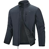 33,000ft Men's Waterproof Softshell Jacket Fleece Lightweight Windbreaker | 5 Pockets, Zip Up Winter Coat, Windproof Soft Shell, Warm Insulated Outerwear for Hiking Golf Tactical Outdoor Causal Work