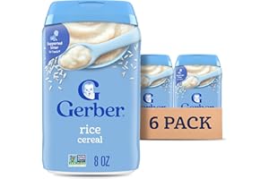 Gerber Stage 1 Baby Food, Baby Rice Cereal, Iron, Zinc & Vitamin B12, Infant Cereal, 6-Pack