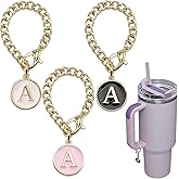 Ekarley Letter Charm Accessories for Stanley Cup, 3Pcs Initial Chain Water Bottle Handle Name Id Charm for Tumbler Cups-A