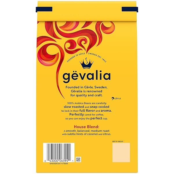 GEVALIA HOUSE BLEND MEDIUM ROAST 100% ARABICA GROUND COFFEE, FOR A KETO AND LOW CARB LIFESTYLE, 20 OZ BAG