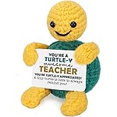 Teacher Appreciation Bulk Gifts for Men Women, Easter Baskets Thank You Birthday Graduation Gifts for Teachers, Retirement End of The Year Back to School Present Funny Crochet Turtle Office Desk Decor