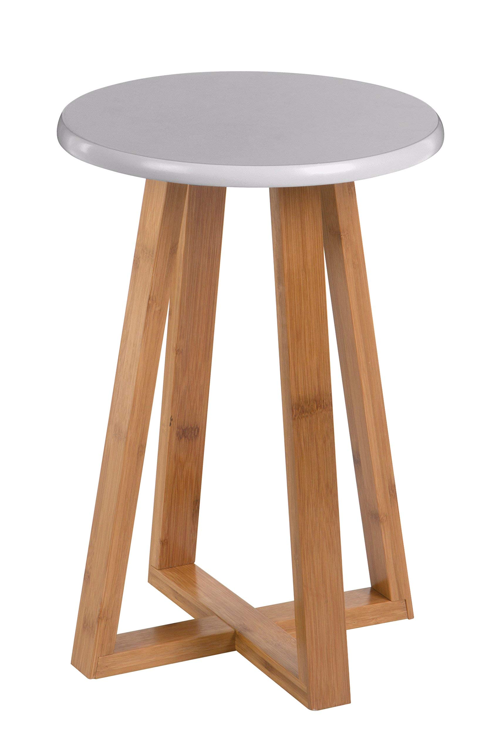 Premier Housewares Viborg Round Stool, Bamboo - Grey, 30x30x43 cm