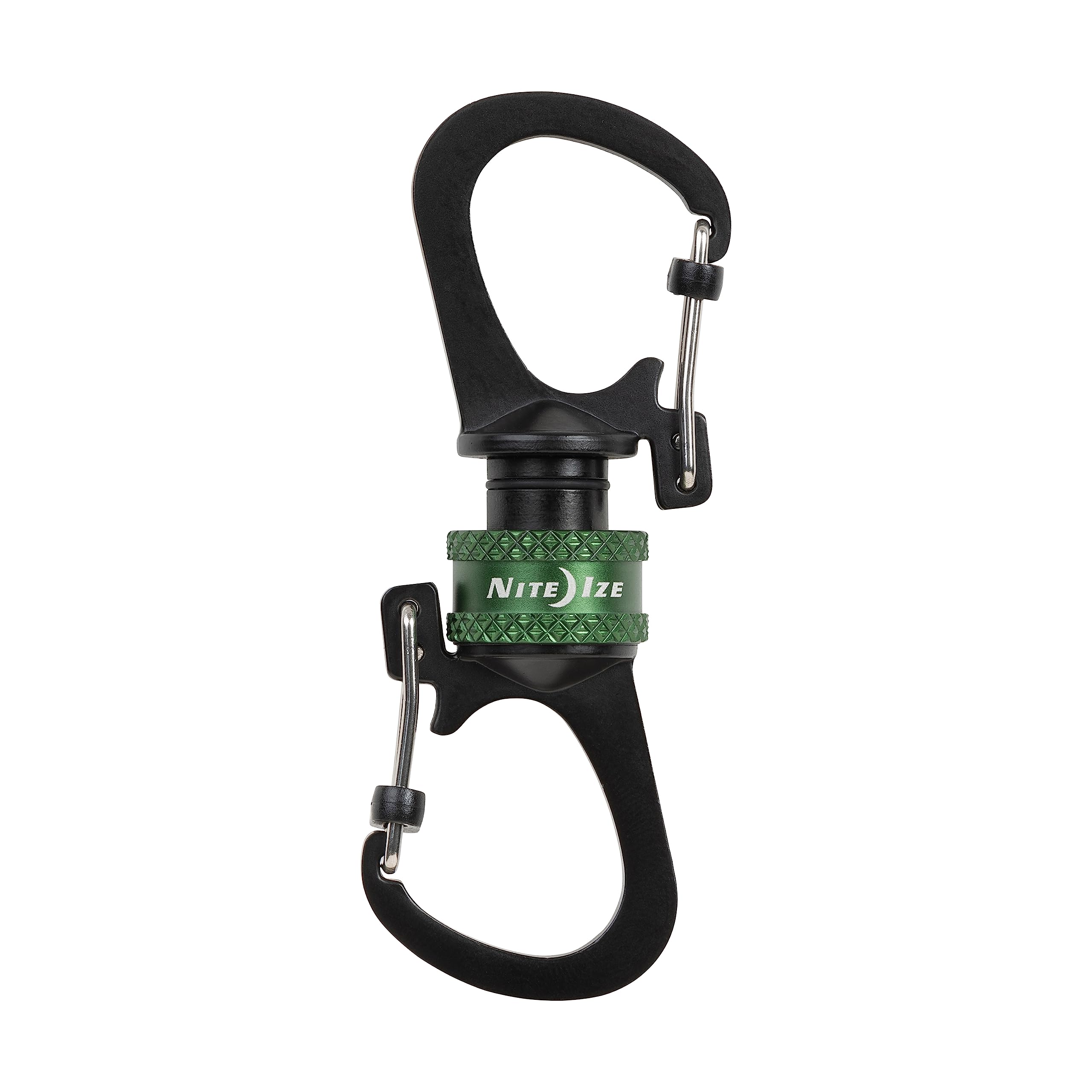 Nite Ize SlideLock 360 Degree Magnetic Locking Dual Carabiner - S-Biners with Twist-to-Lock Collar - Magnetic Carabiner Keychains for Keys, Camping Accessories & More - Olive