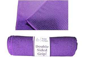 YOGI GRIPS Non Slip Skidless Double Sided Grip Yoga Towel for Hot Yoga Bikram Pilates (Purple)