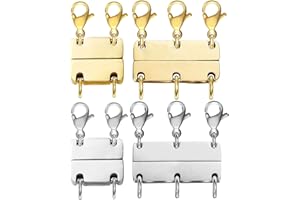 Kcctoo Necklace Layering Clasp Jewelry Separators Gold and Silver Magnetic Multiple Necklace Clasp for Women Layered Look (2 Gold Silver+ 3 Gold Silver)