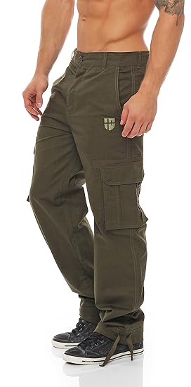 Gennadi Hoppe Herren Cargo Hose Pant Freizeithose Cargohose Baumwoll Hose viele Taschen Arbeitshose