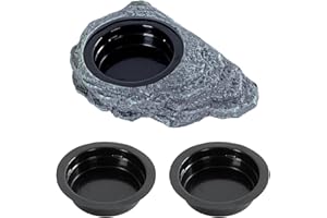 WACOOL TERRA Wacool Magnetic Gecko Ledge - Single Bowl Reptile Feeding Tray with 3 Feeding Cups for Geckos, Lizards, Chameleons and Reptile Pets
