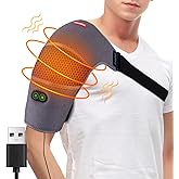 Comfheat Shoulder Heating Pad Massager for Rotator Cuff Upper Arm Pain Relief, USB Powered Heated Shoulder Wrap with Vibration Massage for Women Men Travel Outdoor (Non-Rechargeable)