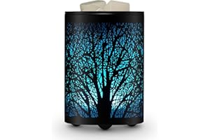 Enaroma Fragrance Electric Wax Melts Warmer with 7 Colors LED Changing Light Metal Tree Scent Oil Candle Burner for Home Decor