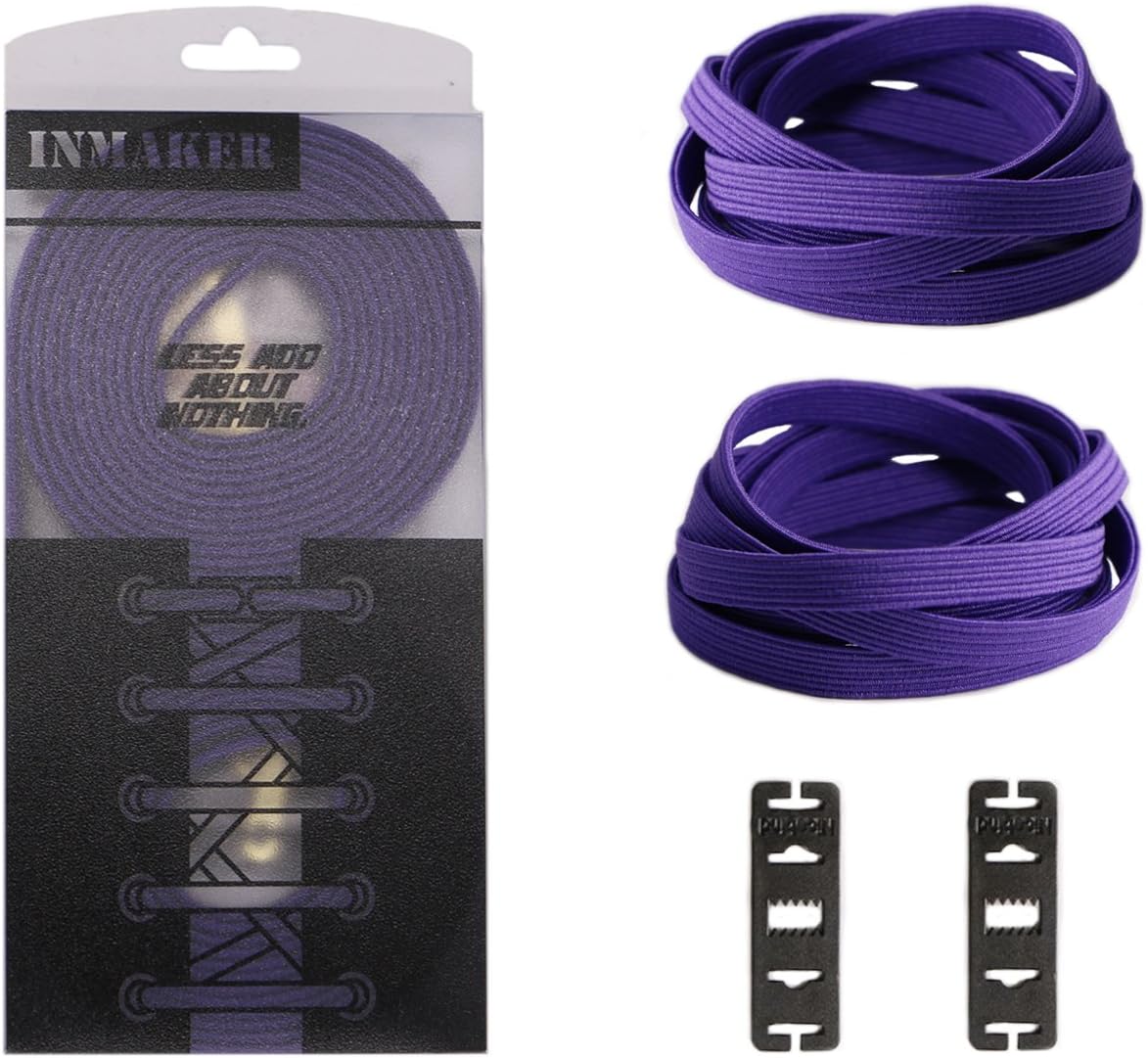 INMAKER No Tie Laces for Kids and Adults, Elastic Silicone Shoe Laces for Trainer, Flat Tieless Shoelaces