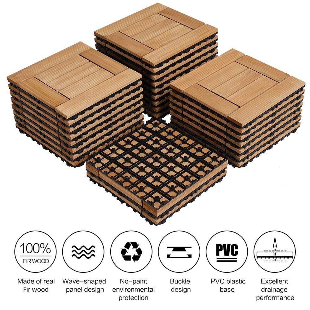 Yaheetech 27pcs Deck Tiles Interlocking Wood Composite Decking