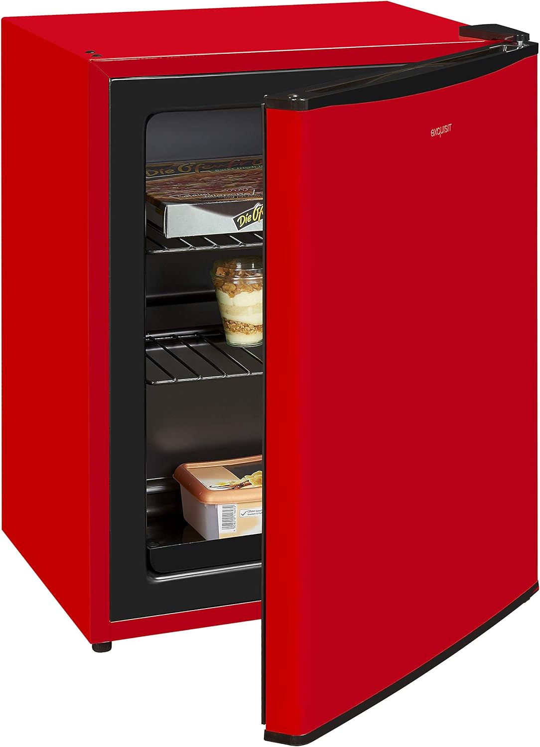 Exquisit Gefrierbox GB60-15A++ Rot | Mini-Gefrierschrank | 42 Liter | 62 cm Höhe | Temperaturregelung | Rot