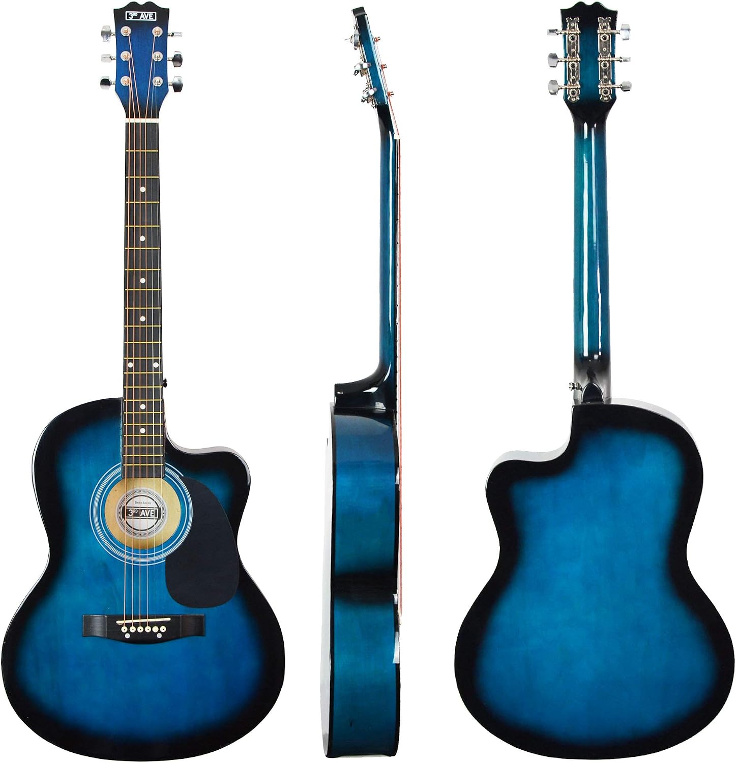 3rd Avenue Full Size 4/4 Cutaway Acoustic Guitar Pack Bundle for Beginners, 6 Months FREE Lessons, Bag, Strap - Image 3
