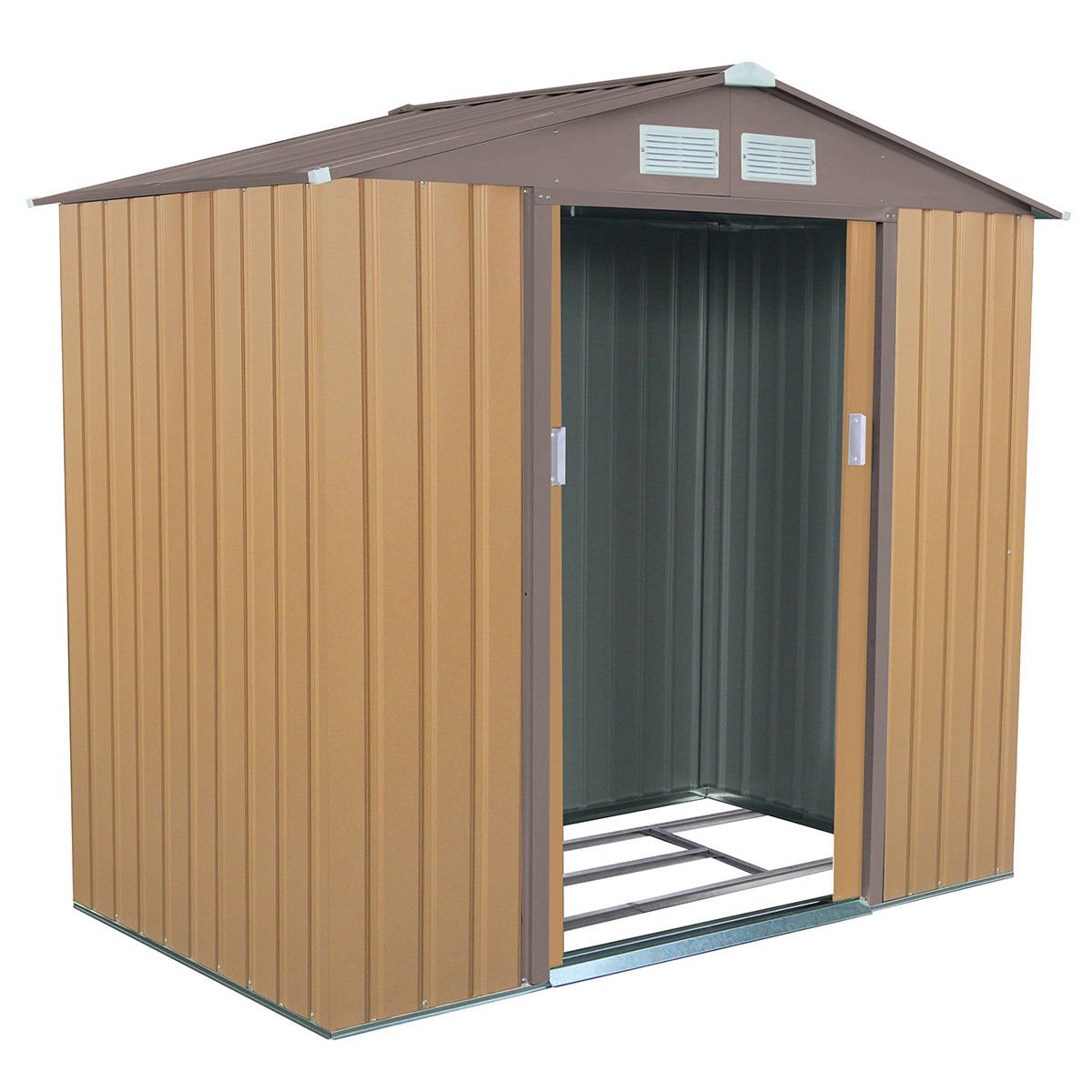 GOPLUS 7' X 4' Outdoor Storage Shed Tool House Sliding Door Steel