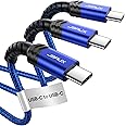 JSAUX 3-Pack USB C to USB C Cable 100W [10ft/6.6ft/3.3ft] Compatible with iPhone 16 15 Pro Max Plus, Samsung Galaxy S24 S23 S22, CarPlay, iPad Pro, Type C to Type C Charger Cable Fast Charging -Blue