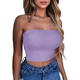 Summer Tube Tops Basic Crop Tops for Women Strapless Tank Bandeau Shirts | Double Layer,Slim Fitted Soft,Cute Y2K Backless,Sexy Going Out,Tight Basic Fashion Clothing 2026