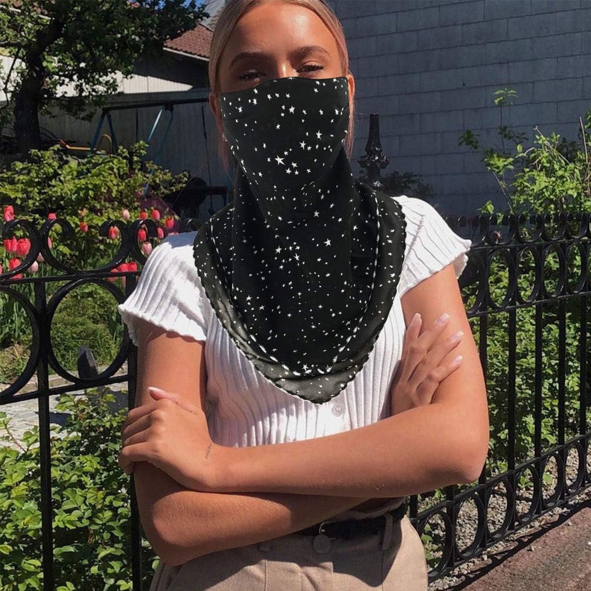 2 or 4 Pack Women Face Scarf Mask Reusable Face Cover Balaclava with Filter Pocket Chiffon Bandana Neck Gaiter -Ear Loops & Snap at  Women’s Clothing store