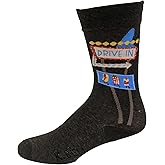 K. Bell Men's Drive In Crew Socks 1 Pair, Charcoal Heather, Men's 10-13 Shoe