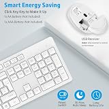 LeadsaiL Wireless Keyboard and Mouse Set 2.4GHz UK Full Size 12 Shortcuts White view 3