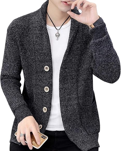 Amazon ニットカーディガン メンズ 無地 アウター セーター 長袖 ボタン 厚手 秋冬 防寒 カーディガン 通販