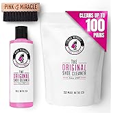 Pink Miracle Shoe Cleaner Kit with Bottle and Brush For Fabric Cleaner For Leather, Whites, Suede and Nubuck Sneakers